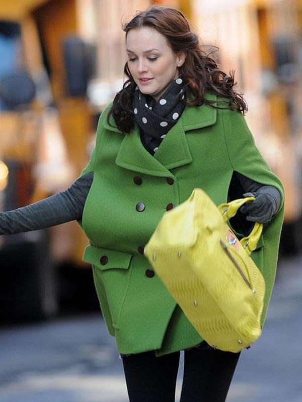Leighton Meester Gossip Girl S03 Green Wool Coat