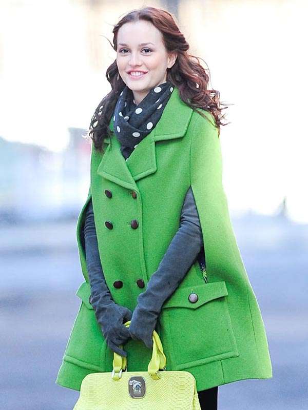 Gossip Girl Blair Waldorf Green Wool Cape Coat