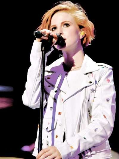 Hayley Williams iHeartRadio Music Festival White Biker Leather Jacket