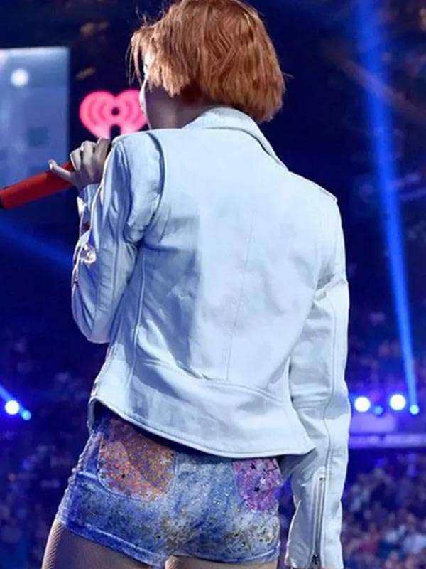 Music Festival Hayley Williams White Leather Jacket