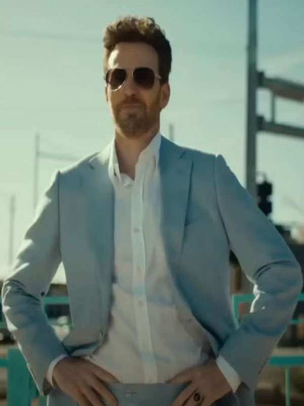 Honey Don’t! 2025 Chris Evans Light Blue Suit