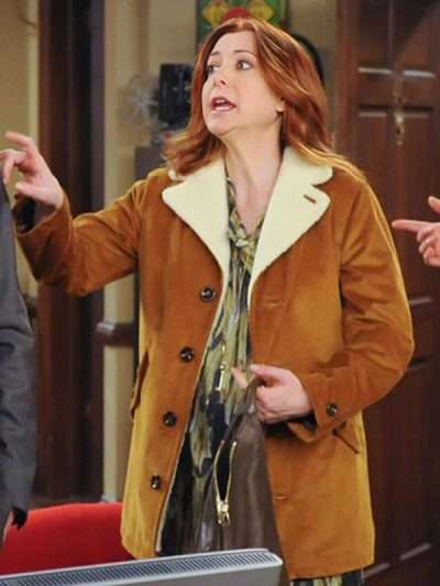Lily Aldrin How I Met Your Mother Brown Shearling Coat