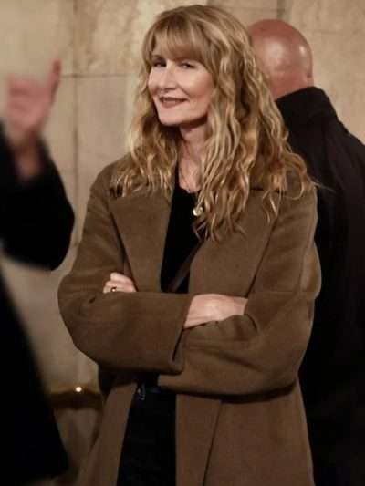 Laura Dern Is This Thing On 2025 Brown Wool Coat
