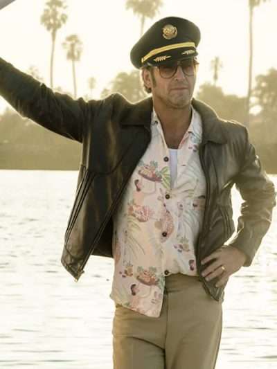 Palm Royale 2025 Douglas Dellacorte Simmons Black Leather Jacket