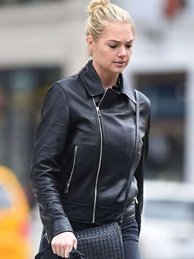 Kate Upton Black Leather Jacket