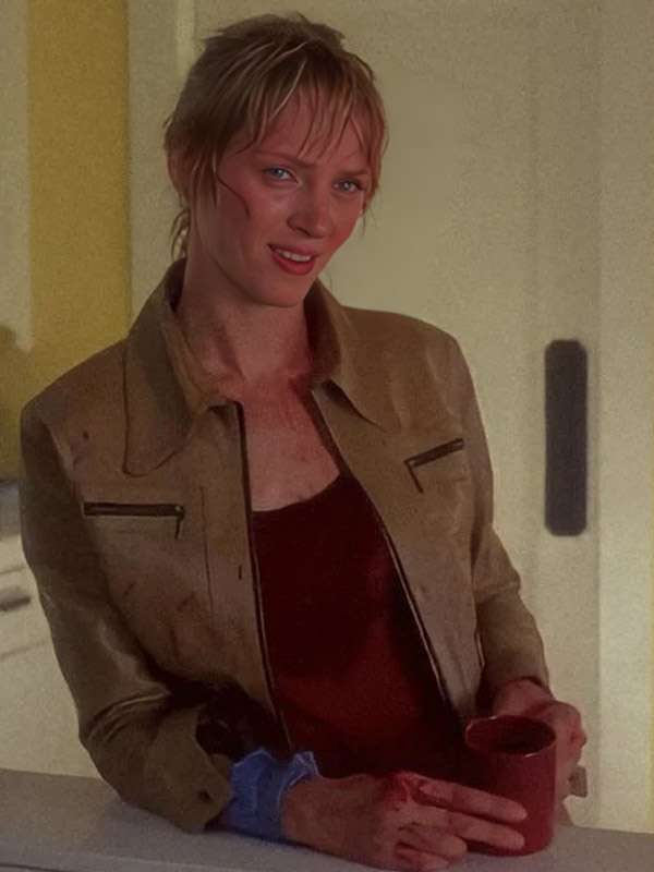 Uma Thurman Kill Bill Vol. 1 Brown Leather Jacket