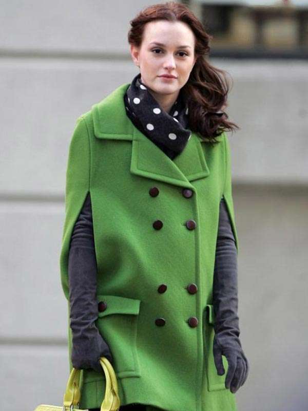 TV Series Gossip Girl Blair Waldorf Green Cape Coat