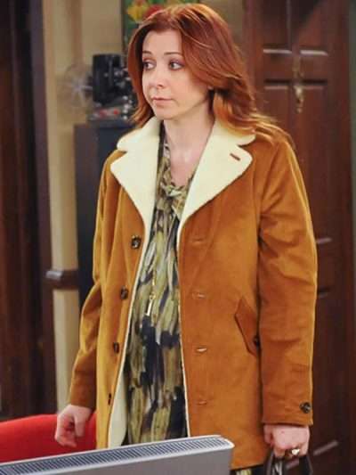 How I Met Your Mother Alyson Hannigan Brown Suede Leather Coat