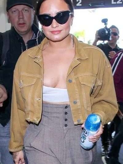 Demi Lovato Brown Cropped Jacket