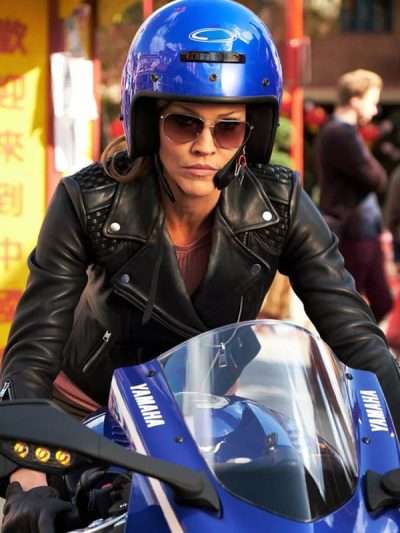 Lucifer Tricia Helfer Black Biker Leather Jacket