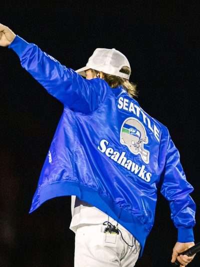 Morgan Wallen Seattle Seahawks Lumen Field 2025 Blue Bomber Jacket