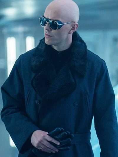 Superman 2025 Nicholas Hoult Black Shearling Coat