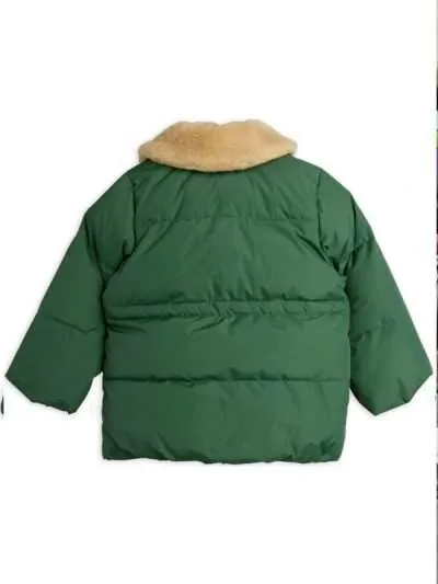Unisex Panda Patch Green Puffer Jacket