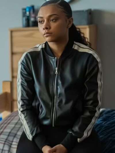 Power Book II Ghost Effie Black Bomber Leather Jacket