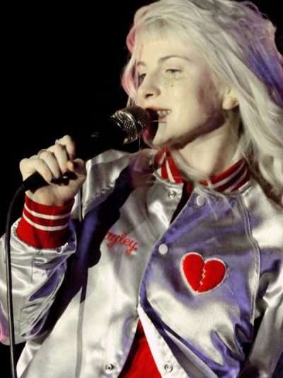 Riot Fest Festival Hayley Williams Silver Satin Bomber Jacket