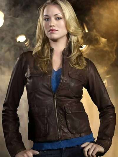 TV Series Chuck Yvonne Strahovski Brown Leather Jacket
