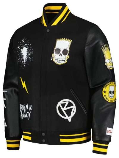 The Simpsons Born to Annoy Black Varsity Jacket