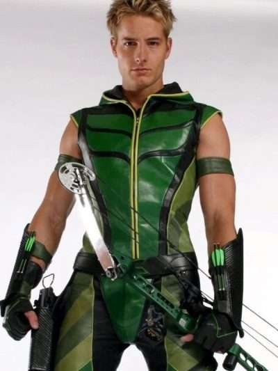 Smallville Justin Hartley Hooded Leather Vest