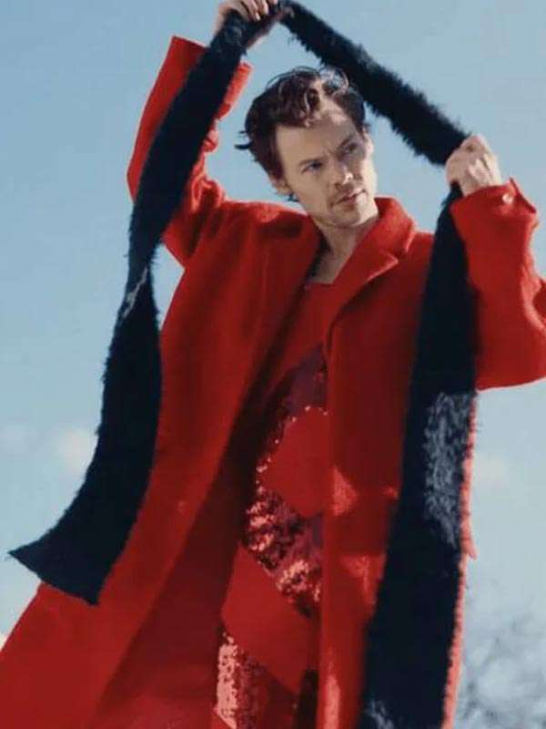As It Was Harry Styles Red Wool Coat