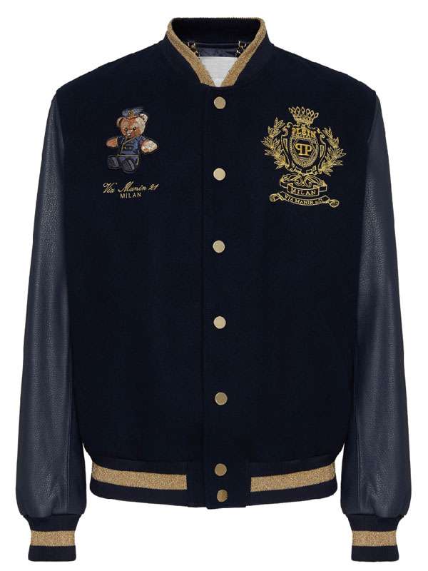 Teddy Doorman The Plein Hotel Blue Varsity Jacket