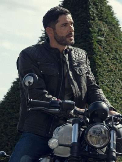 Thursday Murder Club 2025 Tom Ellis cafe Racer Leather Jacket