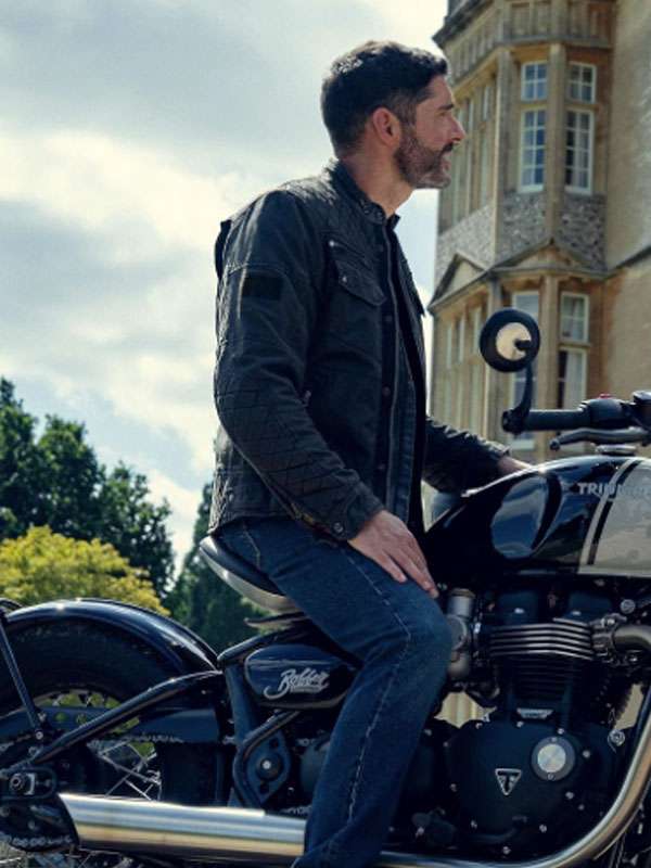 Thursday Murder Club 2025 Tom Ellis Black cafe Racer Leather Jacket