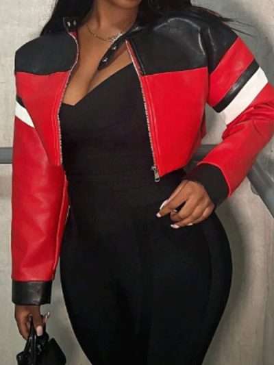 WWE Nikki Bella Red Cropped Leather Jacket