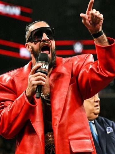 WWE Raw 2025 Seth Rollins Red Leather Coat