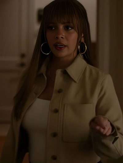 Wild Cards S02 Vanessa Morgan Beige Cropped Jacket