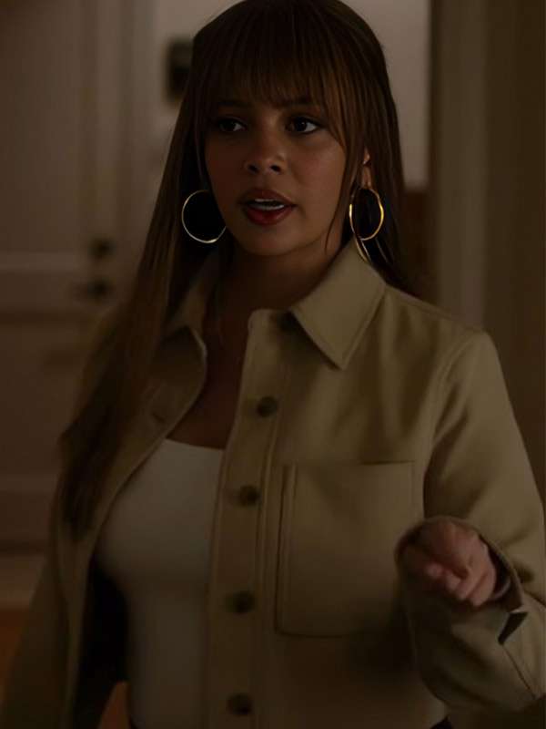 Wild Cards S02 Vanessa Morgan Beige Cropped Jacket