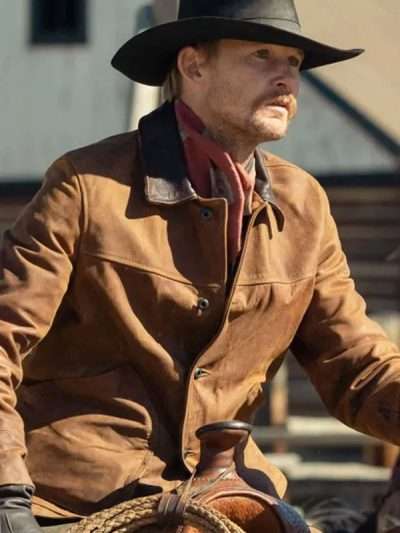 TV Series 1923 Zane Davis Brown Leather Jacket