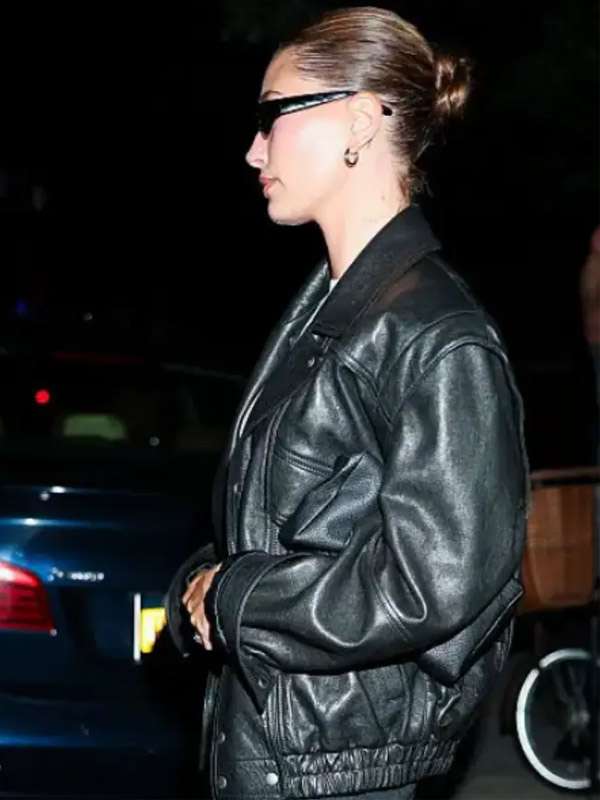 New York City 2025 Hailey Bieber Leather Jacket