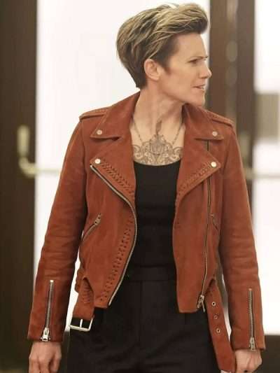 A Million Little Things Cameron Esposito Brown Suede Leather Jacket