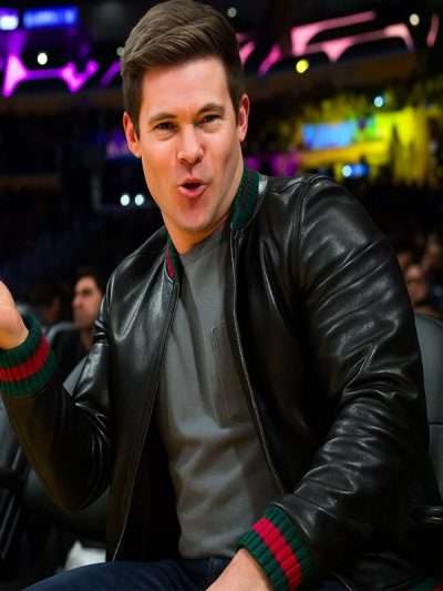 Adam Devine Gucci Black Bomber Leather Jacket