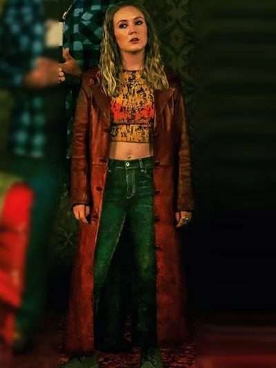 Billie Lourd Adulthood Brown Leather Coat