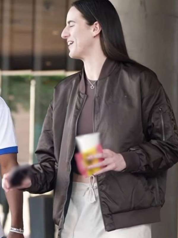 Indiana Fever Caitlin Clark Brown Bomber Jacket