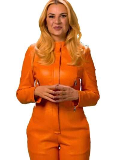 Billionaires' Bunker Orange Leather Jumpsuit