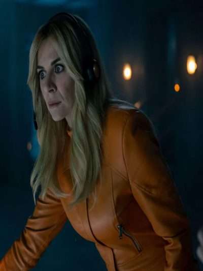 Billionaires' Bunker Blue and Orange Leather Costume Jumpsuit