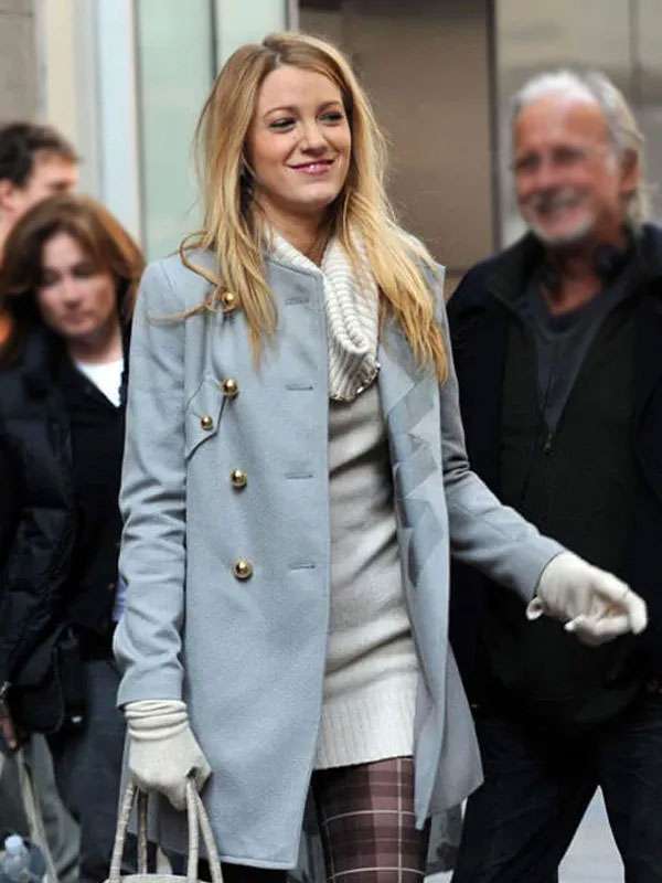 Gossip Girl Blake Lively Grey Wool Coat