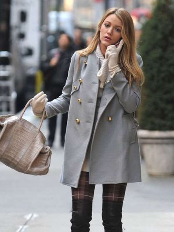 Gossip Girl Blake Lively Grey Wool Coat
