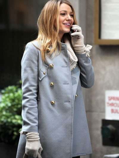 Blake Lively Gossip Girl Grey Wool Coat