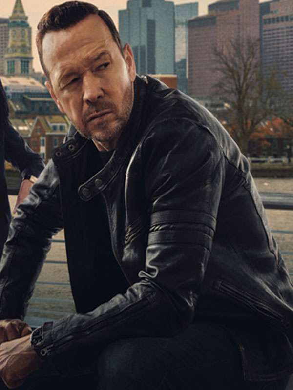 Boston Blue 2025 Danny Reagan Black Moto Leather Jacket