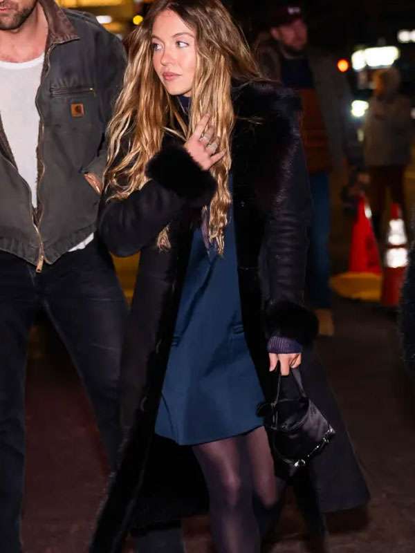 Cult of Love on Broadway Sydney Sweeney Black Leather Coat