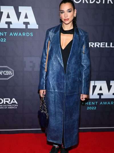 Shop Footwear News Achievement Awards Dua Lipa Leather Coat