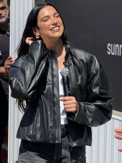 Dua Lipa Goodwood Festival 2025 Leather Jacket