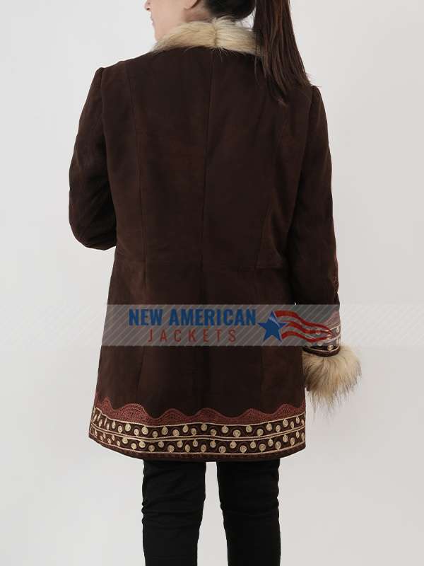 Sylvie Russo A Complete Unknown Brown Shearling Coat