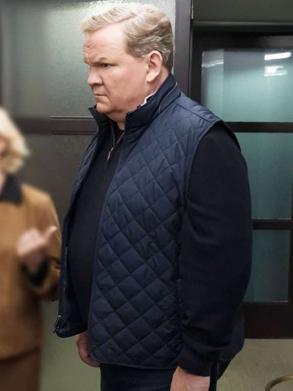 Elsbeth 2025 Andy Richter Blue Quilted Vest