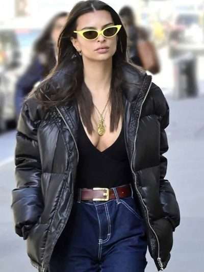 Emily Ratajkowski Black Puffer Jacket