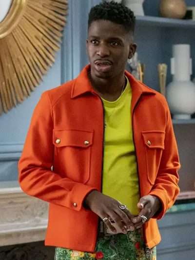 TV Series Emily in Paris Samuel Arnold Orange Wool Jacket
