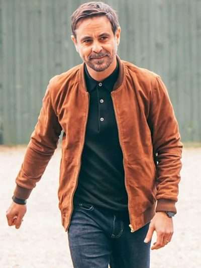 The Guest 2025 Richard Abbott Brown Leather Jacket